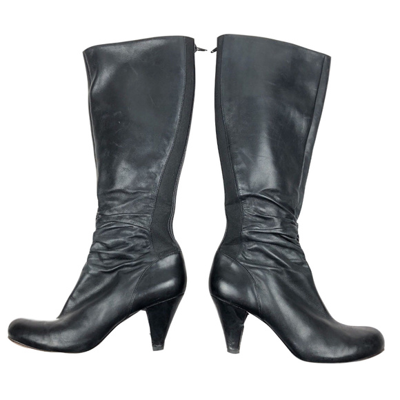 clarks black leather knee high boots